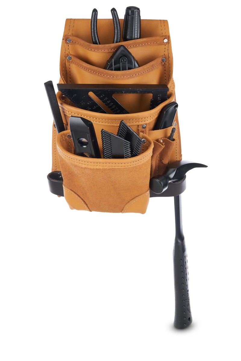 AWP Genuine Leather Premium Tool Pouch Multi-Pocket Organizer for Electricians, Compatible with Work Belts Up to 3 Inches Wide, Professional Tool Box for Efficient Organization, Tan | LT-683-3 - Image 3